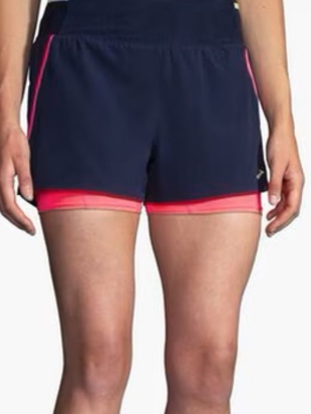 Brooks Navy and Pink Performance Women's Running Shorts Size Med